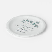 Eenvoudig Elegant Eucalyptus Bloemen Bruiloft Papieren Bordje (Gekanteld)