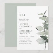 Eenvoudig Elegant Eucalyptus Botanical Sage Wedden Kaart (Voorkant / Achterkant)