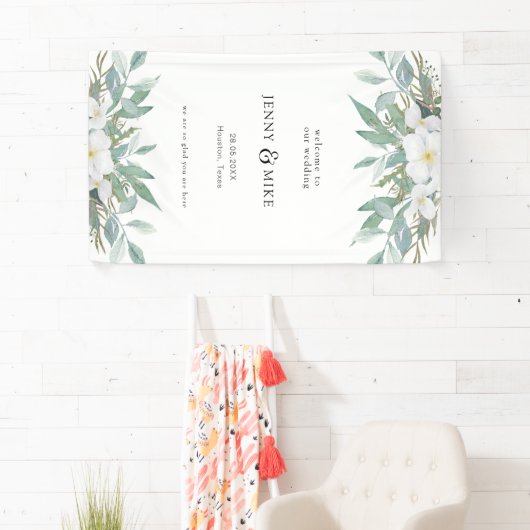 Eenvoudig, elegant, eucalyptus, bruiloft spandoek (Insitu)