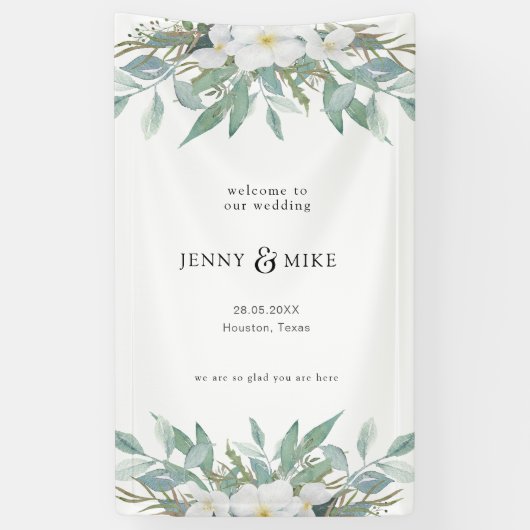 Eenvoudig, elegant, eucalyptus, bruiloft spandoek (Verticaal)