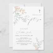 Eenvoudig Elegant Eucalyptus Cross Baptisme Kaart (Voorkant)