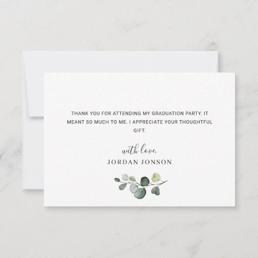 Eenvoudig Elegant Eucalyptus Greenery Afstuderen Bedankkaart (Achterkant)