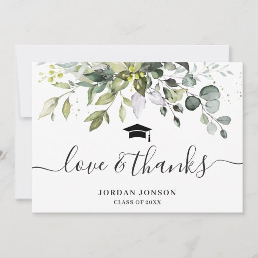 Eenvoudig Elegant Eucalyptus Greenery Afstuderen Bedankkaart (Voorkant)