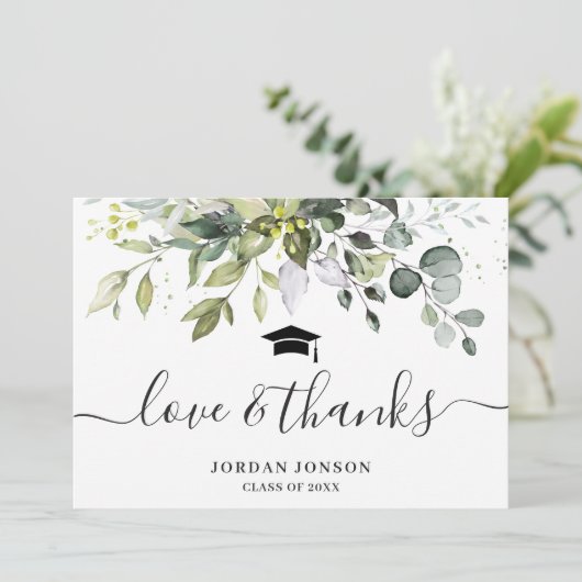 Eenvoudig Elegant Eucalyptus Greenery Afstuderen Bedankkaart (Staand voorkant)