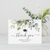 Eenvoudig Elegant Eucalyptus Greenery Afstuderen d Bedankkaart (Staand voorkant)