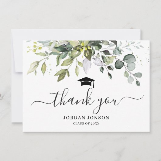 Eenvoudig Elegant Eucalyptus Greenery Afstuderen d Bedankkaart (Voorkant)