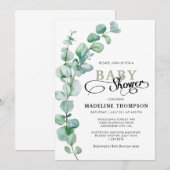 Eenvoudig Elegant Eucalyptus Greenery Baby shower Kaart (Voorkant / Achterkant)