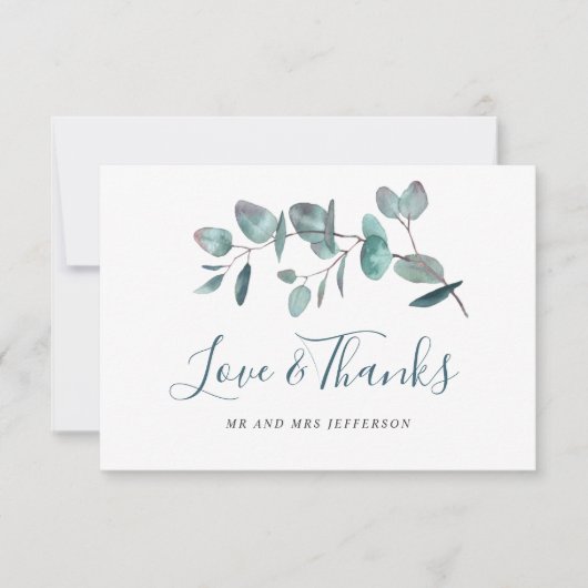 Eenvoudig Elegant Eucalyptus Greenery Wedding Bedankkaart (Voorkant)
