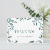 Eenvoudig Elegant Eucalyptus Greenery Wedding Bedankkaart (Staand voorkant)
