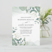 Eenvoudig Elegant Eucalyptus Greenery Wedding Kaart (Staand voorkant)