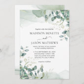 Eenvoudig Elegant Eucalyptus Greenery Wedding Kaart (Voorkant / Achterkant)