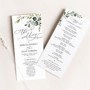 Eenvoudig Elegant Eucalyptus Greenery Wedding Prog Menu