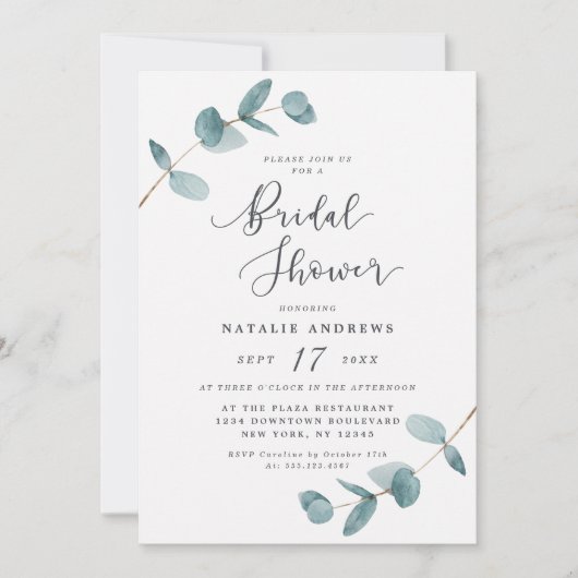 Eenvoudig Elegant Eucalyptus Lijst Vrijgezellenfee Kaart (Voorkant)