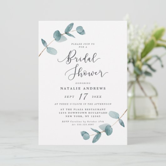 Eenvoudig Elegant Eucalyptus Lijst Vrijgezellenfee Kaart (Staand voorkant)