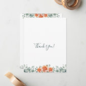 Eenvoudig Elegant Eucalyptus & Perzik Roos Dank u Notitiekaartje (Voorkant / Achterkant in situ)