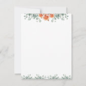 Eenvoudig Elegant Eucalyptus & Perzik Roos Dank u Notitiekaartje (Achterkant)