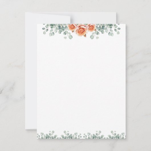 Eenvoudig Elegant Eucalyptus & Perzik Roos Dank u Notitiekaartje (Achterkant)