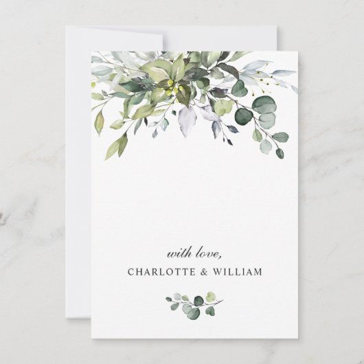 Eenvoudig Elegant Eucalyptus REHEARSAL DINNER Kaart (Achterkant)