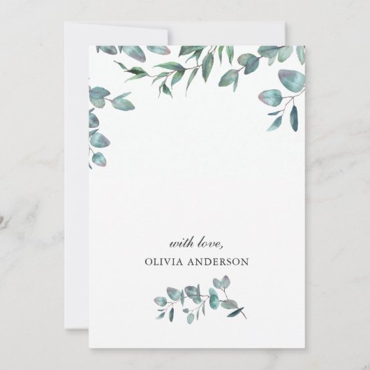 Eenvoudig Elegant Eucalyptus Vrijgezellenfeest per Kaart (Achterkant)