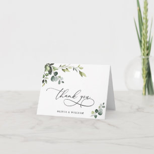 Eenvoudig Elegant Eucalyptus Waterverf Floral QR Bedankkaart