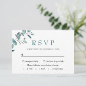 Eenvoudig elegant Eucalyptus Weddenschap RSVP Kaartje (Staand voorkant)