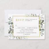 Eenvoudig elegant Eucalyptus Weddenschap RSVP Kaartje (Voorkant)
