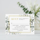 Eenvoudig elegant Eucalyptus Weddenschap RSVP Kaartje (Staand voorkant)