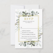 Eenvoudig elegant Eucalyptus Weddenschap RSVP Kaartje (Voorkant)
