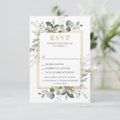 Eenvoudig elegant Eucalyptus Weddenschap RSVP Kaartje (Staand voorkant)