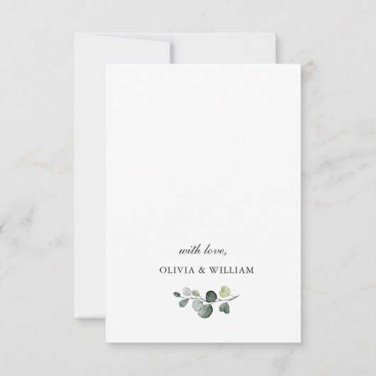Eenvoudig elegant Eucalyptus Weddenschap RSVP Kaartje (Achterkant)