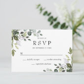 Eenvoudig elegant Eucalyptus Weddenschap RSVP Kaartje (Staand voorkant)