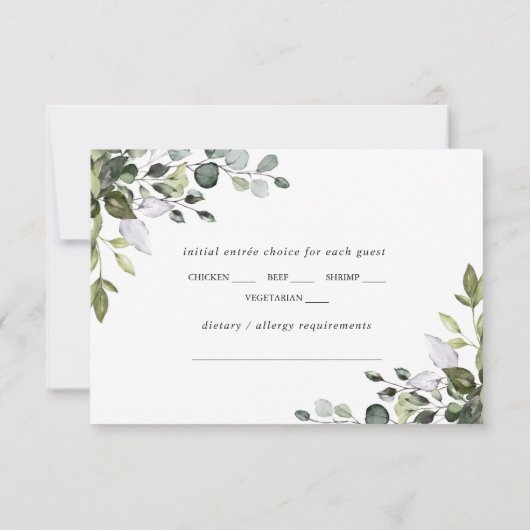 Eenvoudig elegant Eucalyptus Weddenschap RSVP Kaartje (Achterkant)