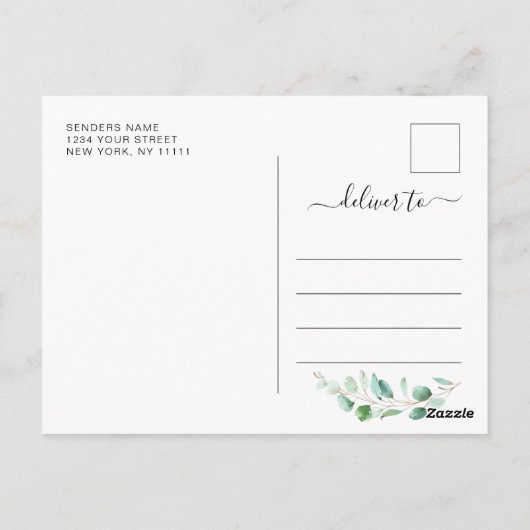 Eenvoudig Elegant Eucalyptus Wedding sparen de Dat Briefkaart (Achterkant)