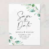 Eenvoudig Elegant Eucalyptus Wedding sparen de Dat Briefkaart (Voorkant)