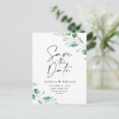 Eenvoudig Elegant Eucalyptus Wedding sparen de Dat Briefkaart (Staand voorkant)