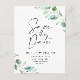 Eenvoudig Elegant Eucalyptus Wedding sparen de Dat Briefkaart