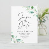 Eenvoudig Elegant Eucalyptus Wedding sparen de Dat Save The Date (Staand voorkant)