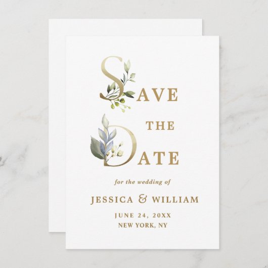 Eenvoudig Elegant Eucalyptus Wedding sparen de Dat Save The Date (Voorkant / Achterkant)