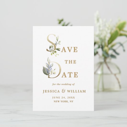 Eenvoudig Elegant Eucalyptus Wedding sparen de Dat Save The Date (Staand voorkant)