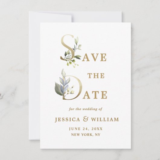 Eenvoudig Elegant Eucalyptus Wedding sparen de Dat Save The Date (Voorkant)
