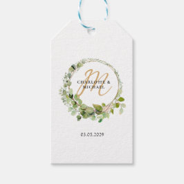 Eenvoudig, elegant, eucalyptusbruiloft cadeaulabel