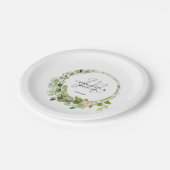 Eenvoudig, elegant, eucalyptusbruiloft papieren bordje (Gekanteld)