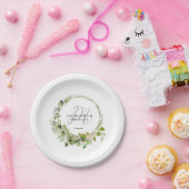 Eenvoudig, elegant, eucalyptusbruiloft papieren bordje (Feest)