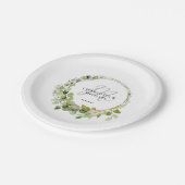 Eenvoudig, elegant, eucalyptusbruiloft papieren bordje (Gekanteld)