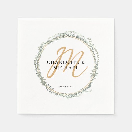 Eenvoudig, elegant, eucalyptusbruiloft servet (Voorkant)