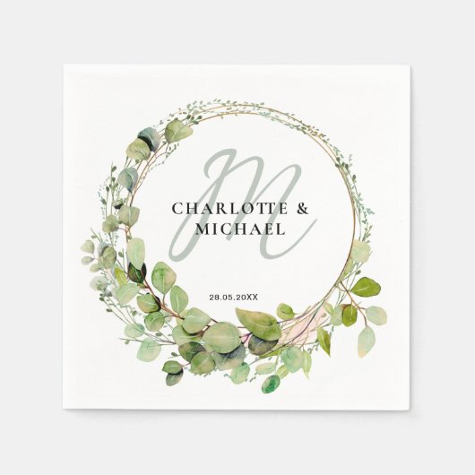 Eenvoudig, elegant, eucalyptusbruiloft servet (Voorkant)