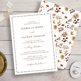 Eenvoudig elegant Fall Leaves Wedding Kaart