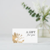 Eenvoudig Elegant Faux Gold Floral Cadeaubon Kortingskaartje (Staand voorkant)