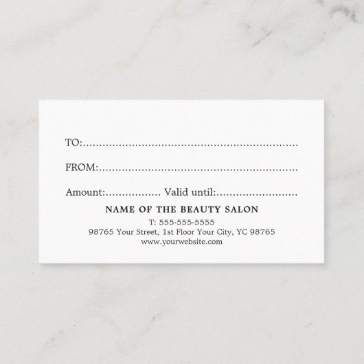 Eenvoudig Elegant Faux Gold Floral Cadeaubon Kortingskaartje (Achterkant)