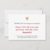 Eenvoudig elegant Faux Gold Heart Hartelijk dank Bedankkaart (Voorkant)